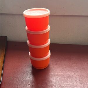 Tupperware snack Set of Four Orange Storage Containers